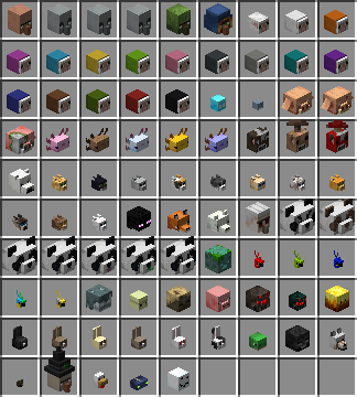 All the heads in the mod's Creative item group